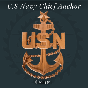 Handcrafted Walnut or Mahogany U.S. Navy Chief Anchor