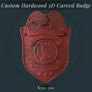Custom Hardwood 3D Carved Badge